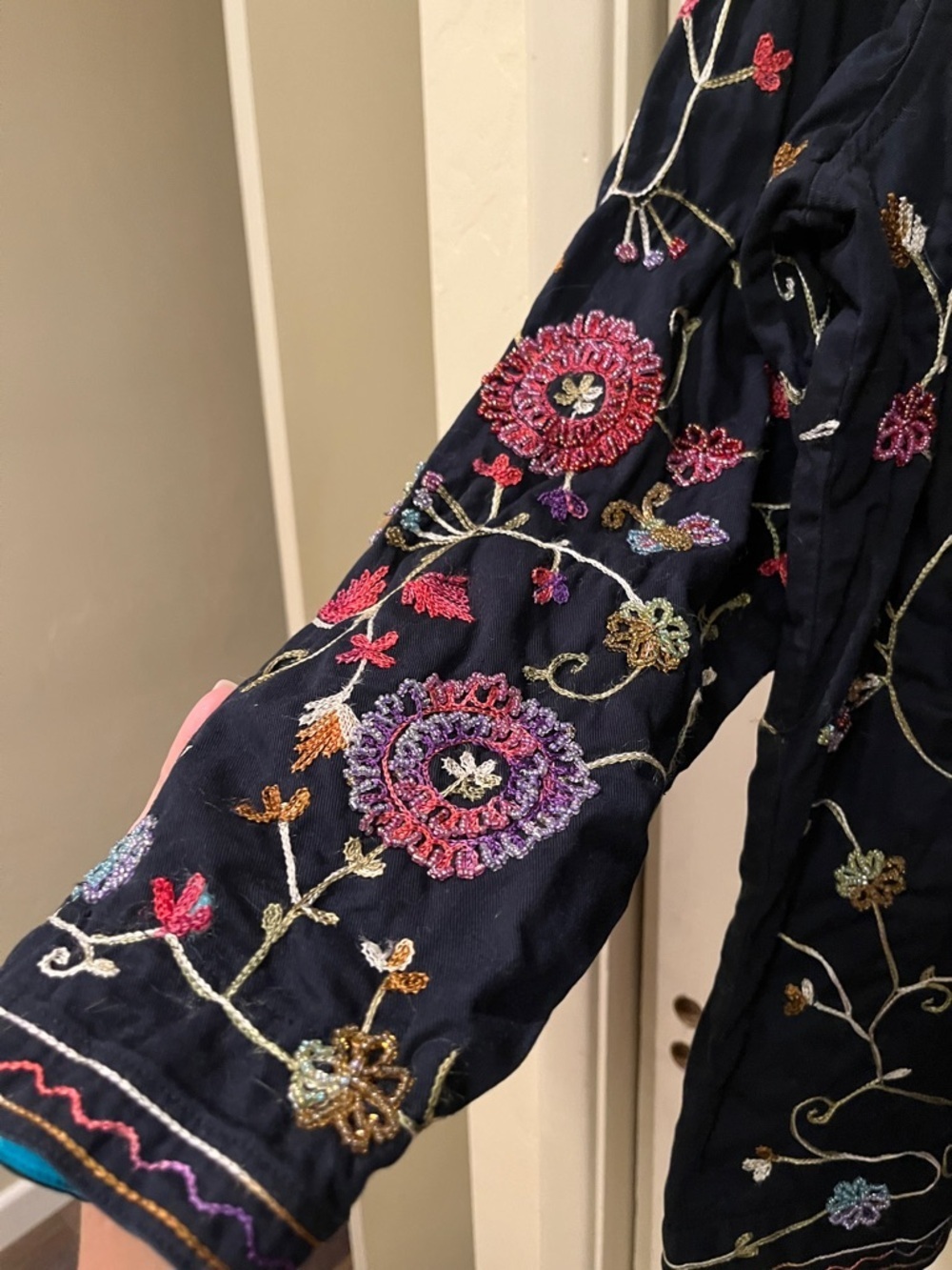 Quacker Favtory Embroidered / Embellished Black Floral Button-Up Jacket - Picture 14 of 14